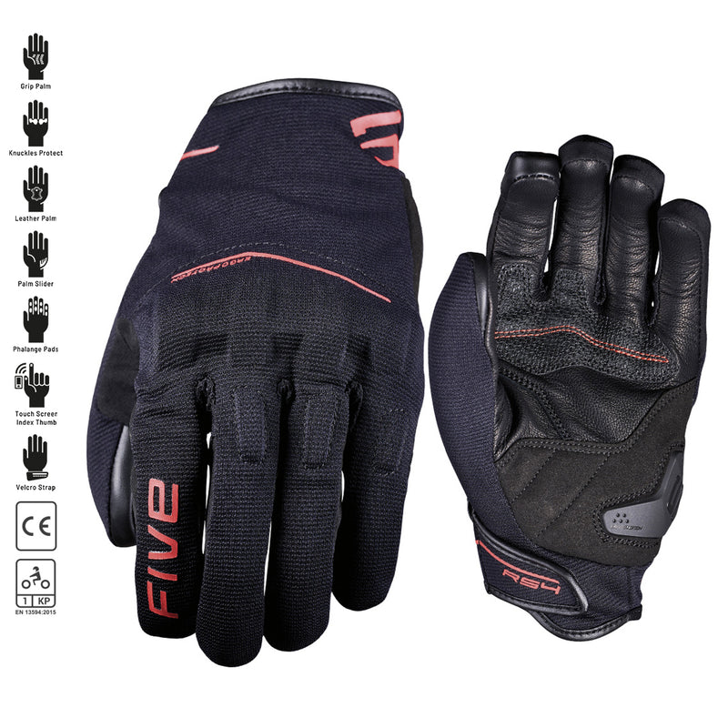 Load image into Gallery viewer, FIVE RS4 EVO Gloves Black/Fluro Red
