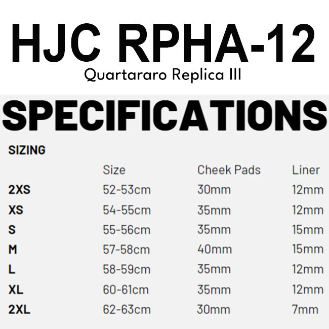 Load image into Gallery viewer, RPHA12 Quartararo Rep III size chart
