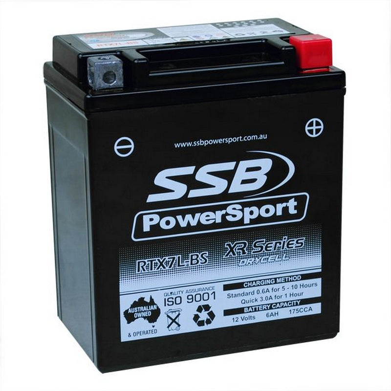 Load image into Gallery viewer, MOTORCYCLE AND POWERSPORTS BATTERY (YTX7L-BS) AGM 12V 6AH 175CCA BY SSB HIGH PERFORMANCE
