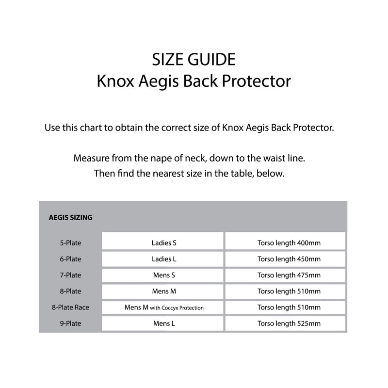 Load image into Gallery viewer, KNOX Size Chart - Aegis Back Protectors
