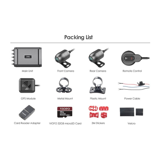 VIOFO 1080P MOTORCYCLE DASHCAM DUAL CHANNEL F/R WIFI + GPS