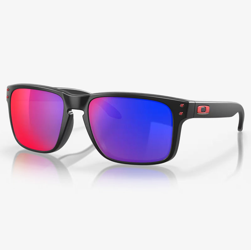 Load image into Gallery viewer, 0OO9102-3655 Oakley Holbrook Sunglasses Matte Black Frame with + Red Iridium Lens
