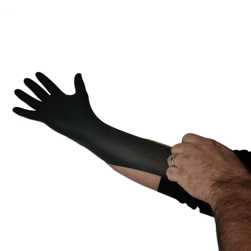 Load image into Gallery viewer, Motomuck Black Nitrile Gloves - lots of stretch
