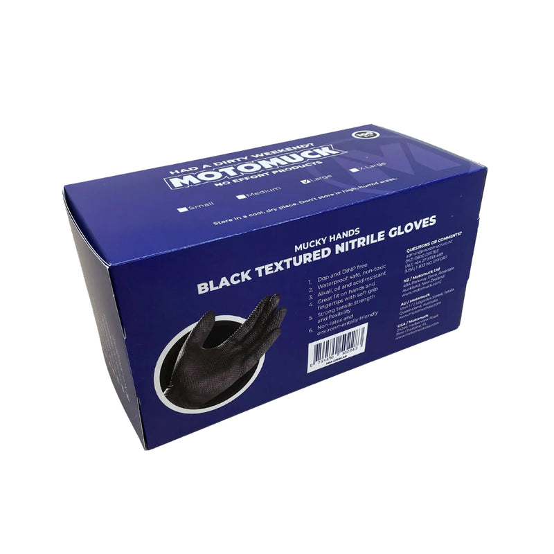 Load image into Gallery viewer, Motomuck Black Nitrile Gloves - 8mm thick
