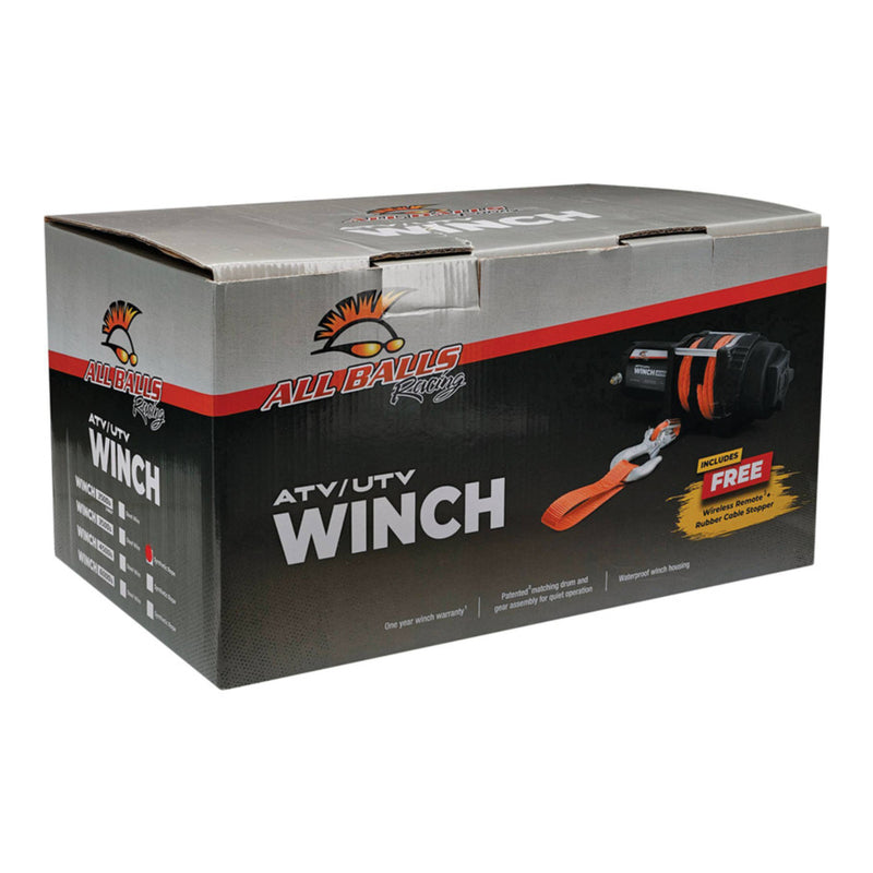 Load image into Gallery viewer, ALL BALLS 4 BOLT WINCH 3500LB with 39FT SYNTHETIC ROPE
