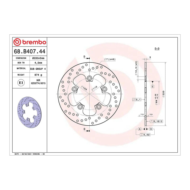 Load image into Gallery viewer, Brembo Prime Serie Oro Rear Brake Disc 68B40744
