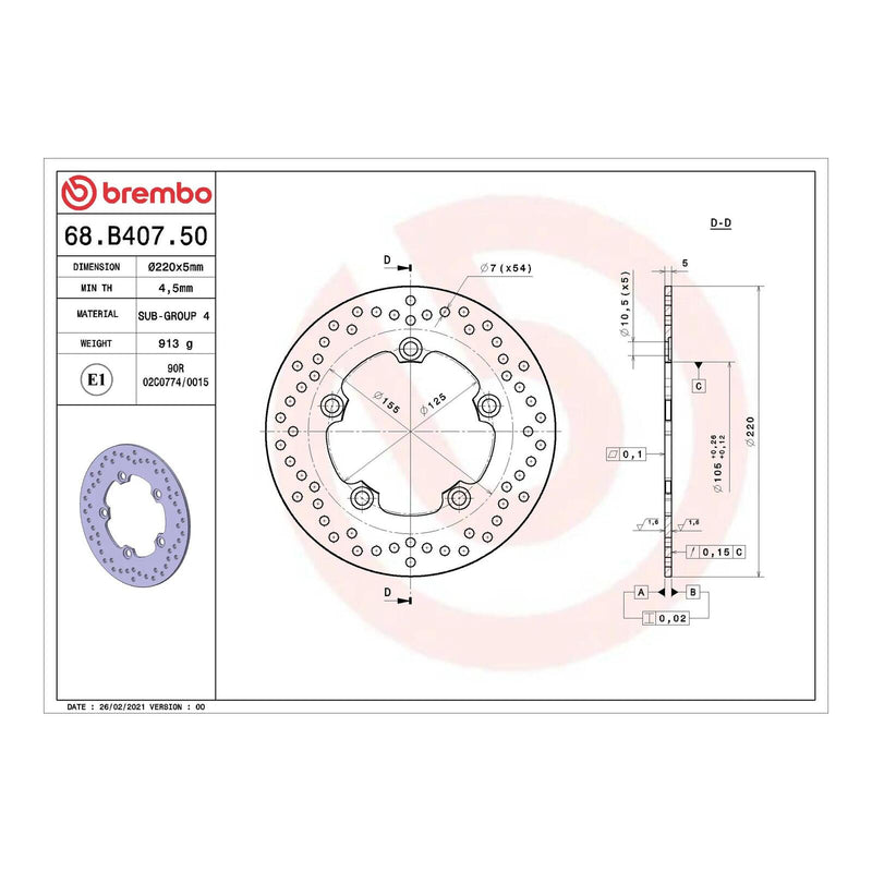 Load image into Gallery viewer, Brembo Prime Serie Oro Rear Brake Disc 68B40750

