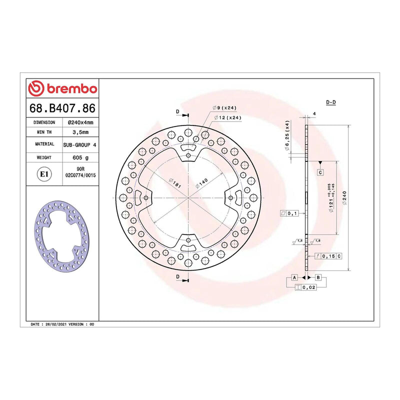Load image into Gallery viewer, Brembo Prime Serie Oro Rear Brake Disc 68B40786
