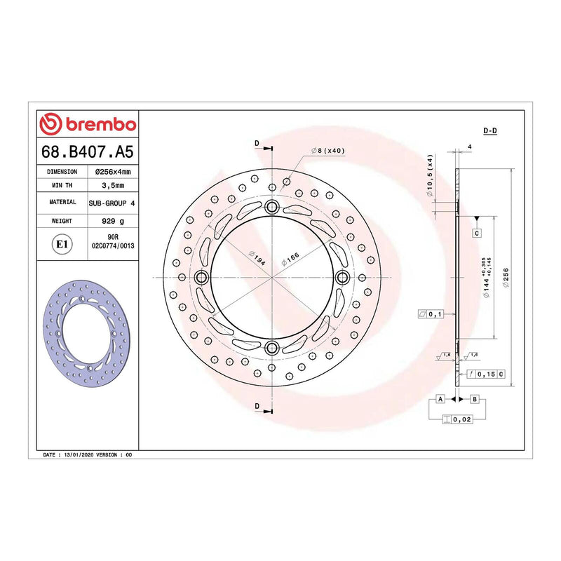 Load image into Gallery viewer, Brembo Prime Serie Oro Front Brake Disc 68B407A5
