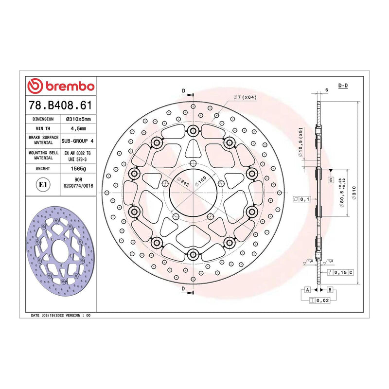 Load image into Gallery viewer, Brembo Prime Serie Oro Front Brake Disc 78B40861
