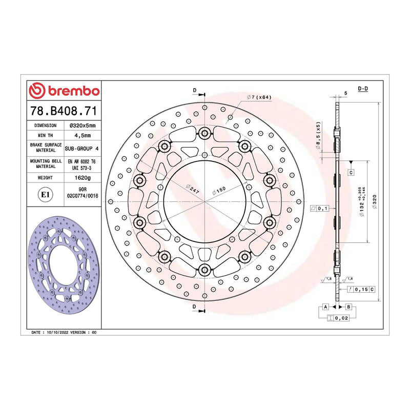 Load image into Gallery viewer, Brembo Prime Serie Oro Front Brake Disc 78B40871
