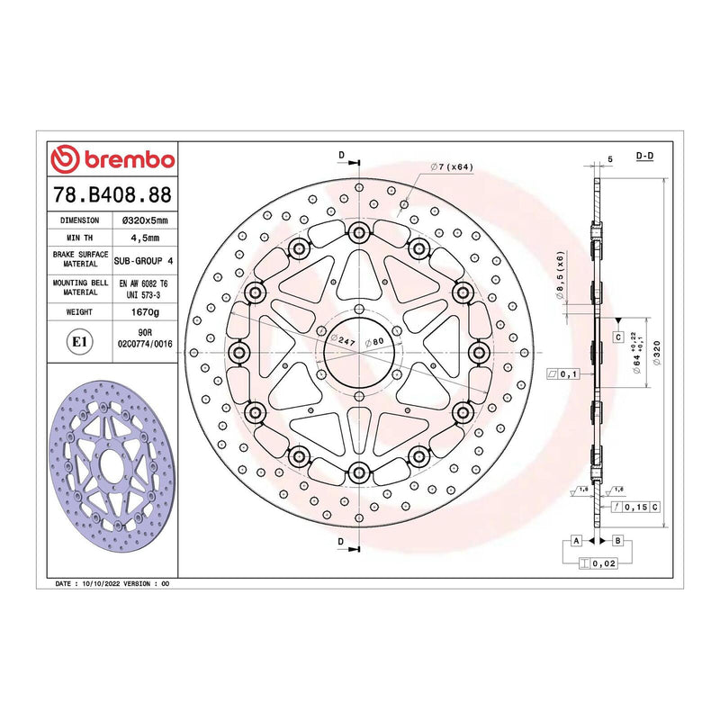 Load image into Gallery viewer, Brembo Prime Serie Oro Front Brake Disc 78B40888
