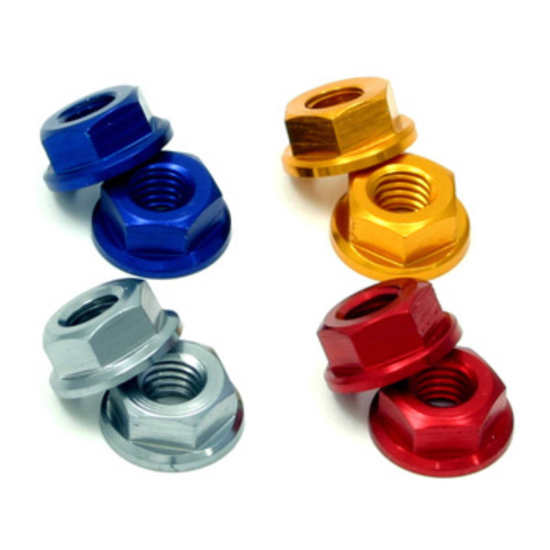 Load image into Gallery viewer, DRC ALUMINUM M6 FLANGE NUTS GOLD 4PCS
