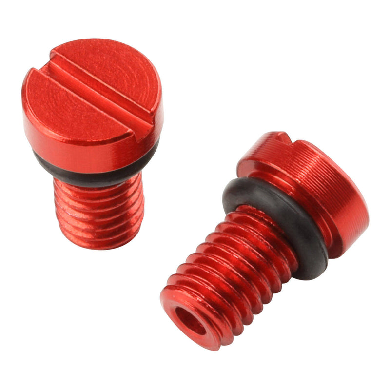 Load image into Gallery viewer, Zeta Front Fork Air Valve Cap Screw KYB/Showa - Red 2pcs
