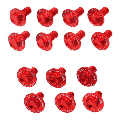 Zeta Aluminum Bolt Set Plastics Suzuki DRZ400S/SM 14 pcs - Red