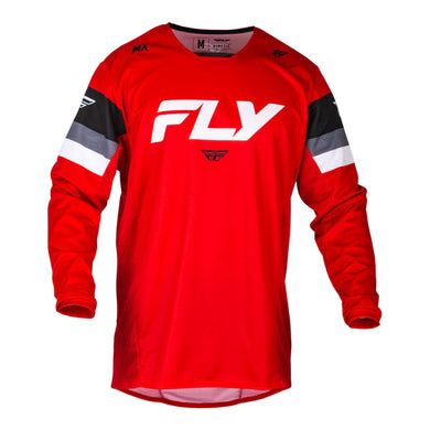 FLY Racing Youth Kinetic Prix Jersey - Red / White / Grey