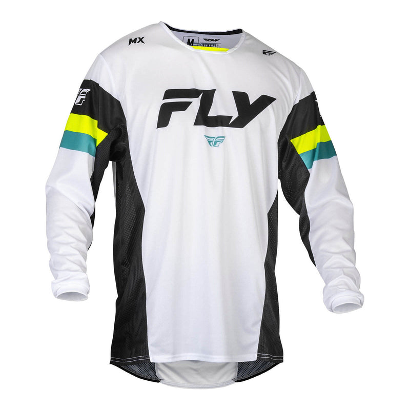 Load image into Gallery viewer, FLY Racing Kinetic Prix Jersey - White / Black / Hi-Vis
