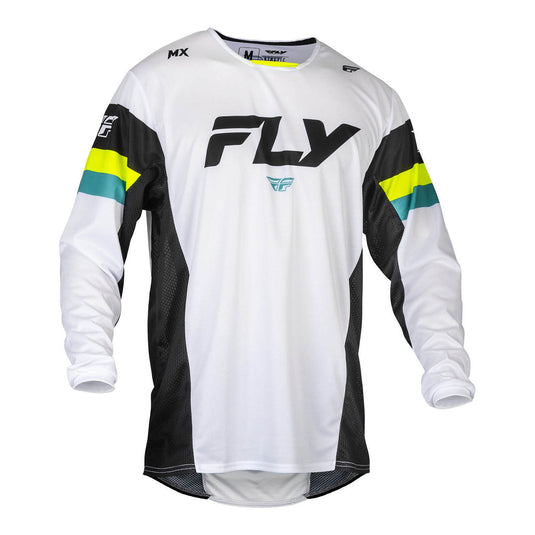 FLY Racing Kinetic Prix Jersey - White / Black / Hi-Vis