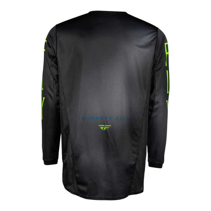 Load image into Gallery viewer, FLY Racing Youth Kinetic Jersey - Charcoal / Neon Green / True Blue

