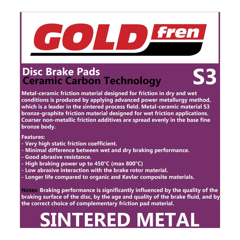 Load image into Gallery viewer, GOLDfren Brake Pads - S3 Sintered Sports
