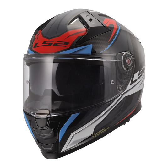 LS2 FF811 Vector II Carbon Savage Helmets - White / Blue / Red