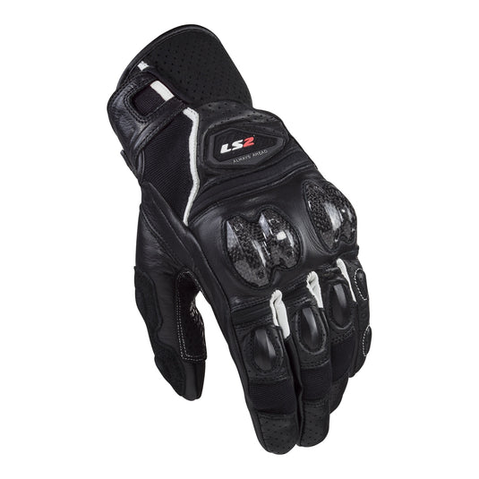 LS2 Spark 2 Leather Men's Glove - Black / White