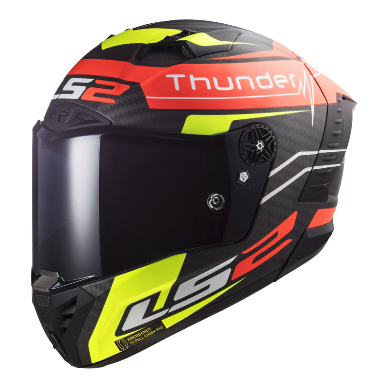 Load image into Gallery viewer, LS2 FF805C Thunder Carbon Attack - Matte Red / Hi-Vis Yellow 06
