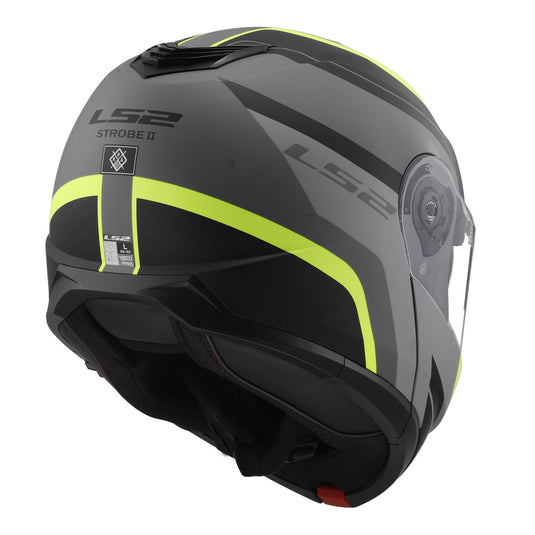 LS2 FF908 Strobe II Monza Flip Front Helmets - Matte Black / Hi-Vis Yellow 06