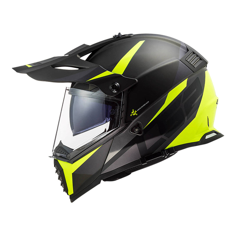Load image into Gallery viewer, LS2 MX436 Pioneer Evo Router Helmet - Matte Black / Hi-Vis Yellow
