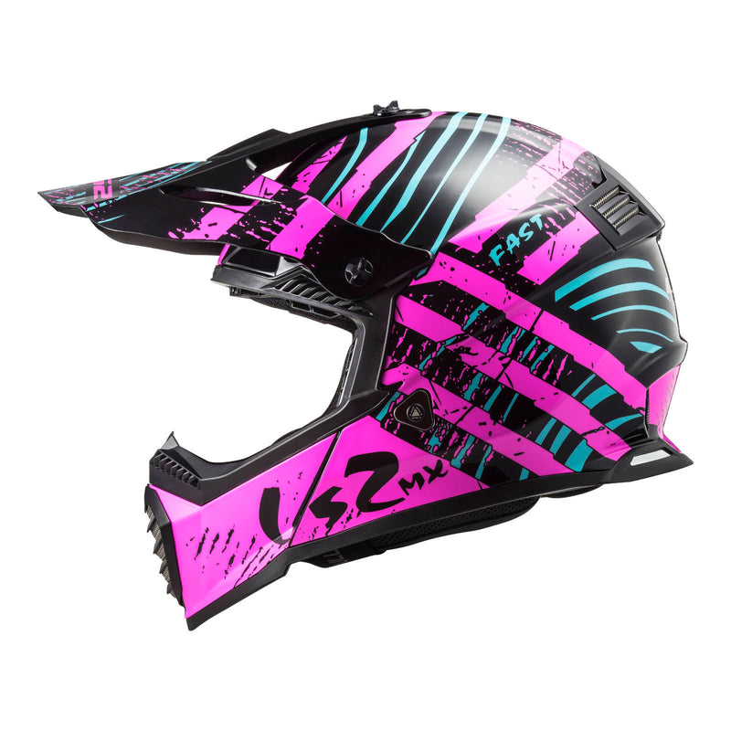 Load image into Gallery viewer, LS2 MX437 Fast Evo Verve Helmet - Black / Fluro Pink
