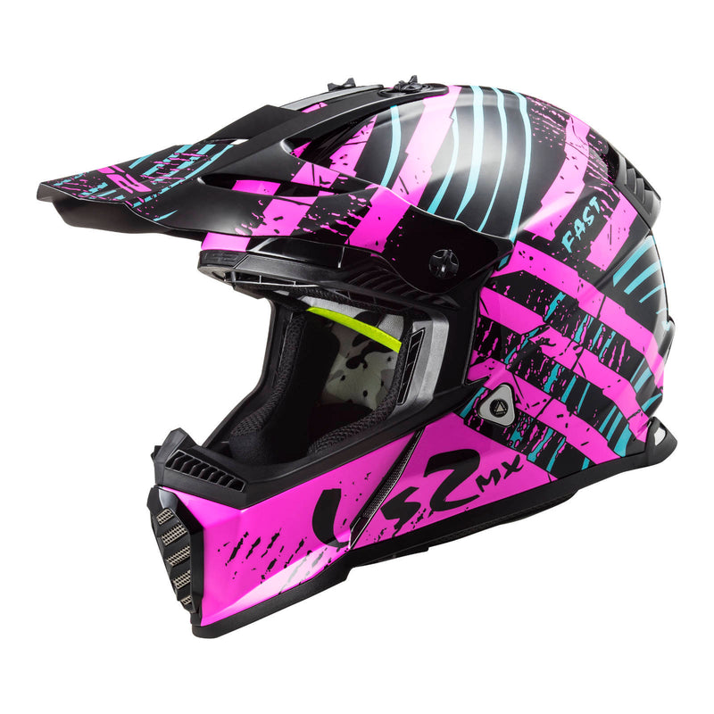 Load image into Gallery viewer, LS2 MX437 Fast Evo Verve Helmet - Black / Fluro Pink
