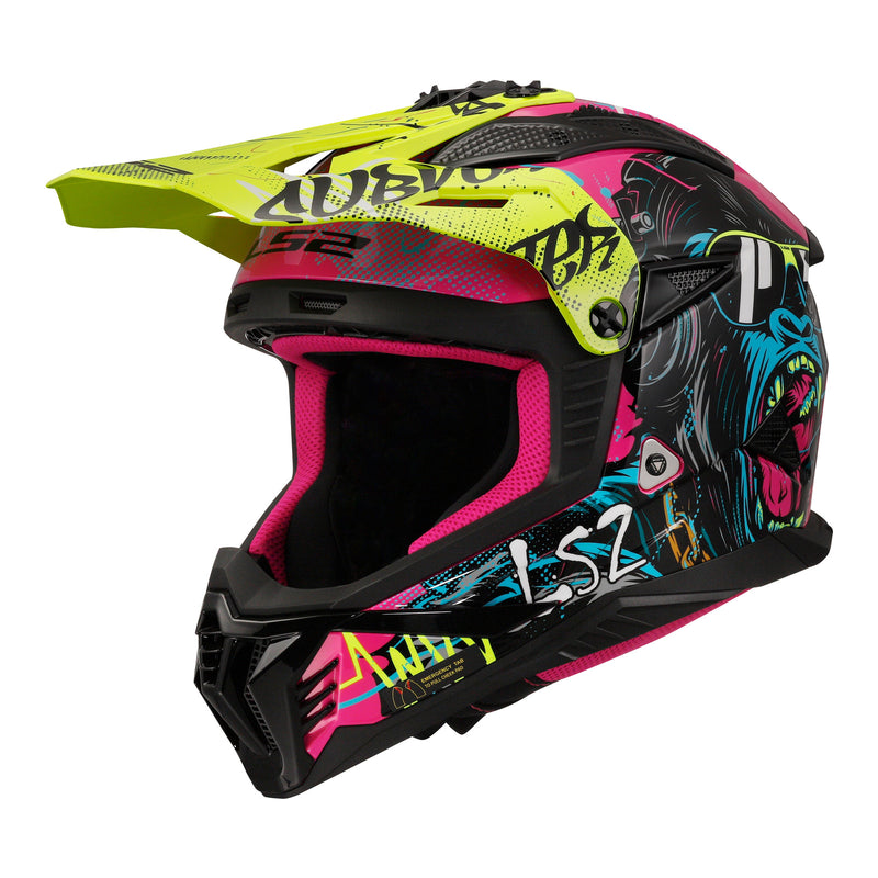 Load image into Gallery viewer, LS2 MX708 Fast II Gorilla Helmet - Purple / Hi-Vis Yellow 06
