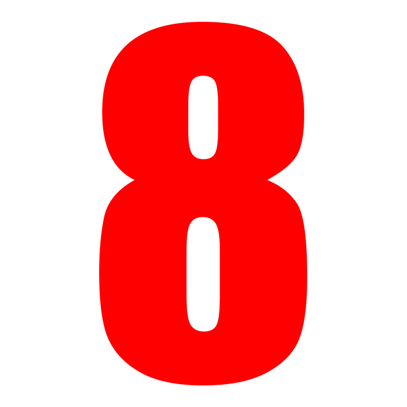 Load image into Gallery viewer, Whites Race Number - Red #8 (10 Pack)
