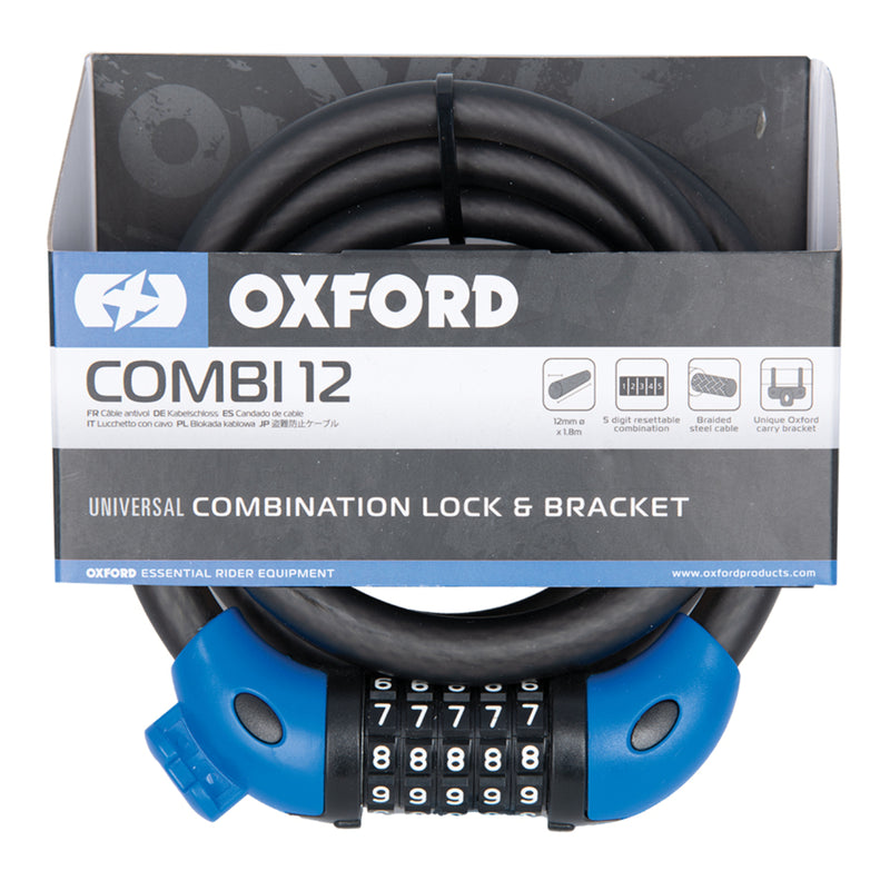 Load image into Gallery viewer, Oxford Combi 12 Combination Cable Lock - Smoke 12mm X 1800mm
