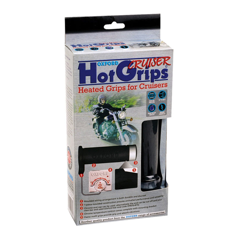 Load image into Gallery viewer, Oxford Hot Grips for Cruisers (1 Inch Bars) Chrome Switch
