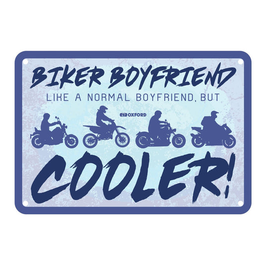 Oxford Garage Metal Sign: Biker Boyfriend Cooler