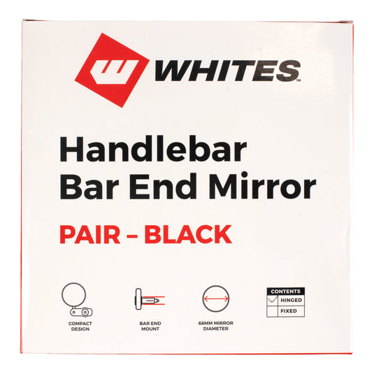 Whites Handlebar Bar End Mirrors Pair - Hinged - Black