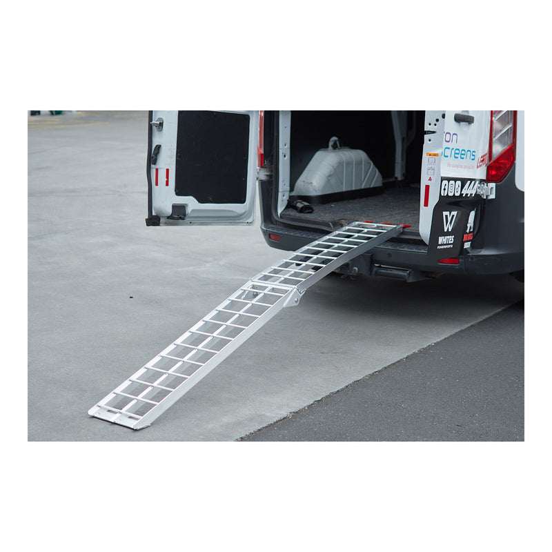 Load image into Gallery viewer, Whites Folding Alloy Ramp 226x30cm - 340kg Rated X-Bar style
