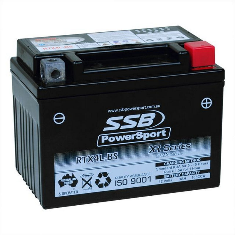 Load image into Gallery viewer, MOTORCYCLE AND POWERSPORTS BATTERY (YTX4L-BS) AGM 12V 3AH 105CCA SSB HIGH PERFORMANCE
