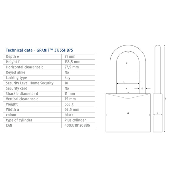 Load image into Gallery viewer, ABUS 37/55 HB75 Tech Data
