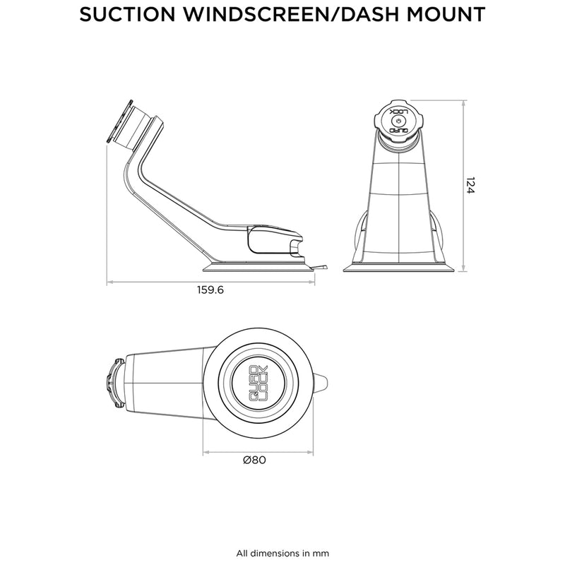 Load image into Gallery viewer, Quad Lock Suction Mount dimensions

