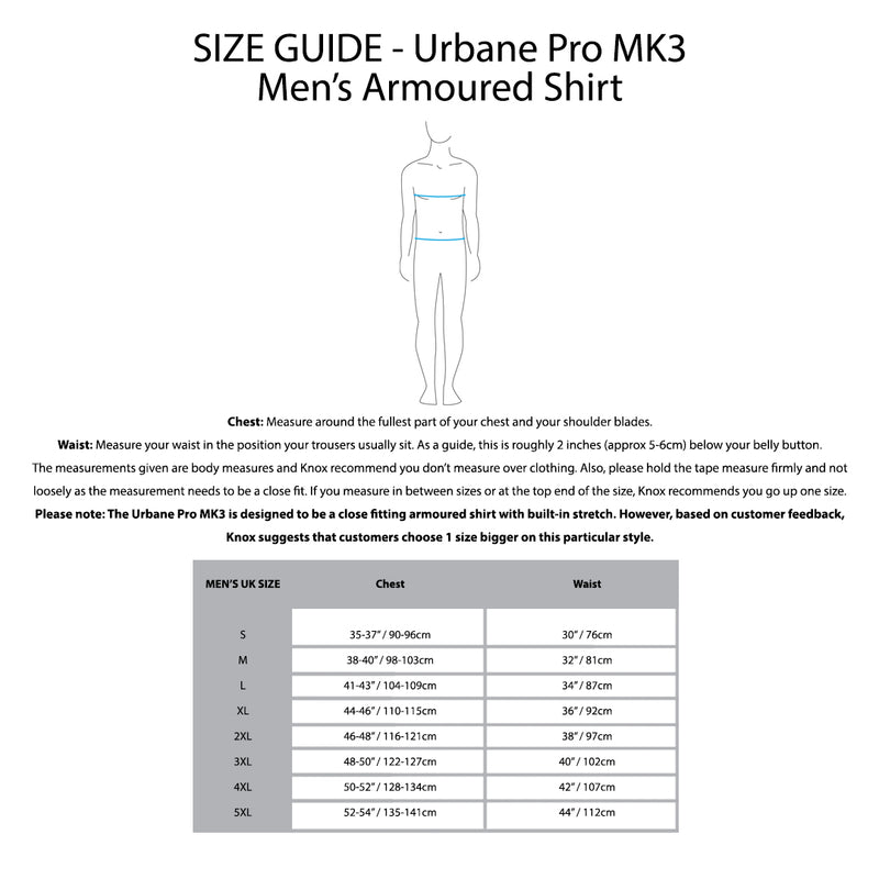Load image into Gallery viewer, KNOX Size Chart - Urbane Pro MK3 Men's Shirt
