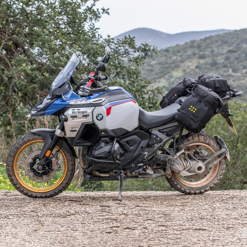 Load image into Gallery viewer, Bike fitted with the Kreiga OS-BASE and OS-Adventure Packs
