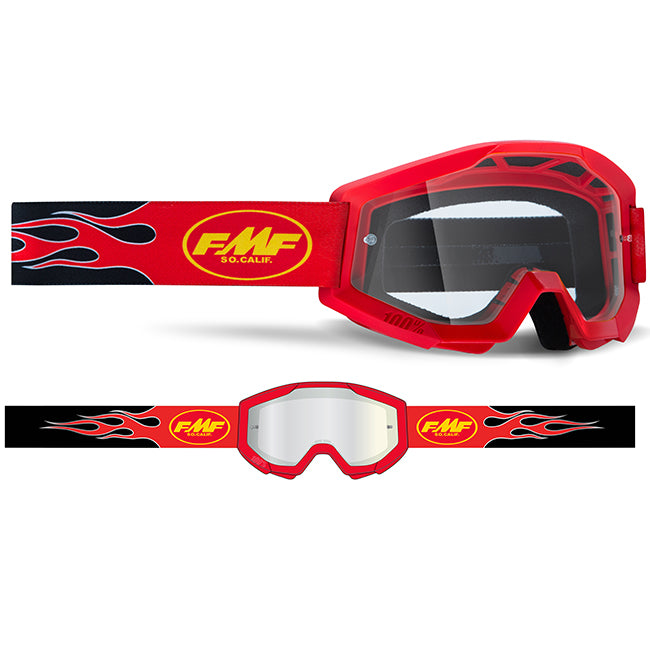 Load image into Gallery viewer, FMF POWERCORE YOUTH Goggle Flame Red - Clear Lens
