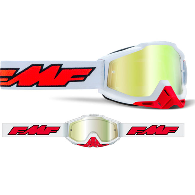 Load image into Gallery viewer, FMF POWERBOMB Goggle Rocket White - True Gold Lens

