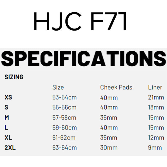 Load image into Gallery viewer, HJC F71 Sizing
