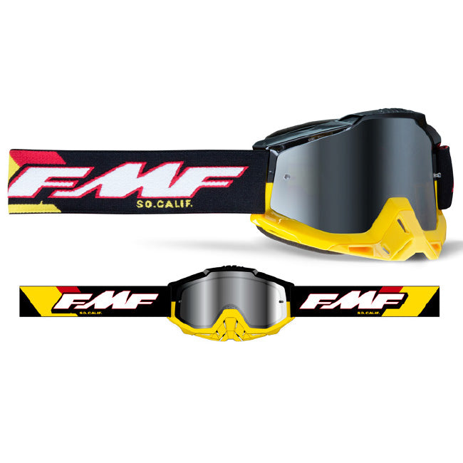 Load image into Gallery viewer, FMF PowerBomb Goggle Speedway Red/Blk/Yel-Mirror Lens
