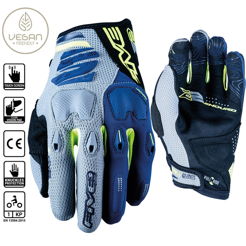 Load image into Gallery viewer, FIVE E2 Enduro Gloves Grey Yellow Navy
