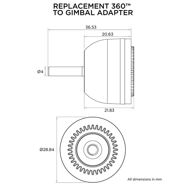 Load image into Gallery viewer, QL 360 to Gimbal Adaptor tech drawing
